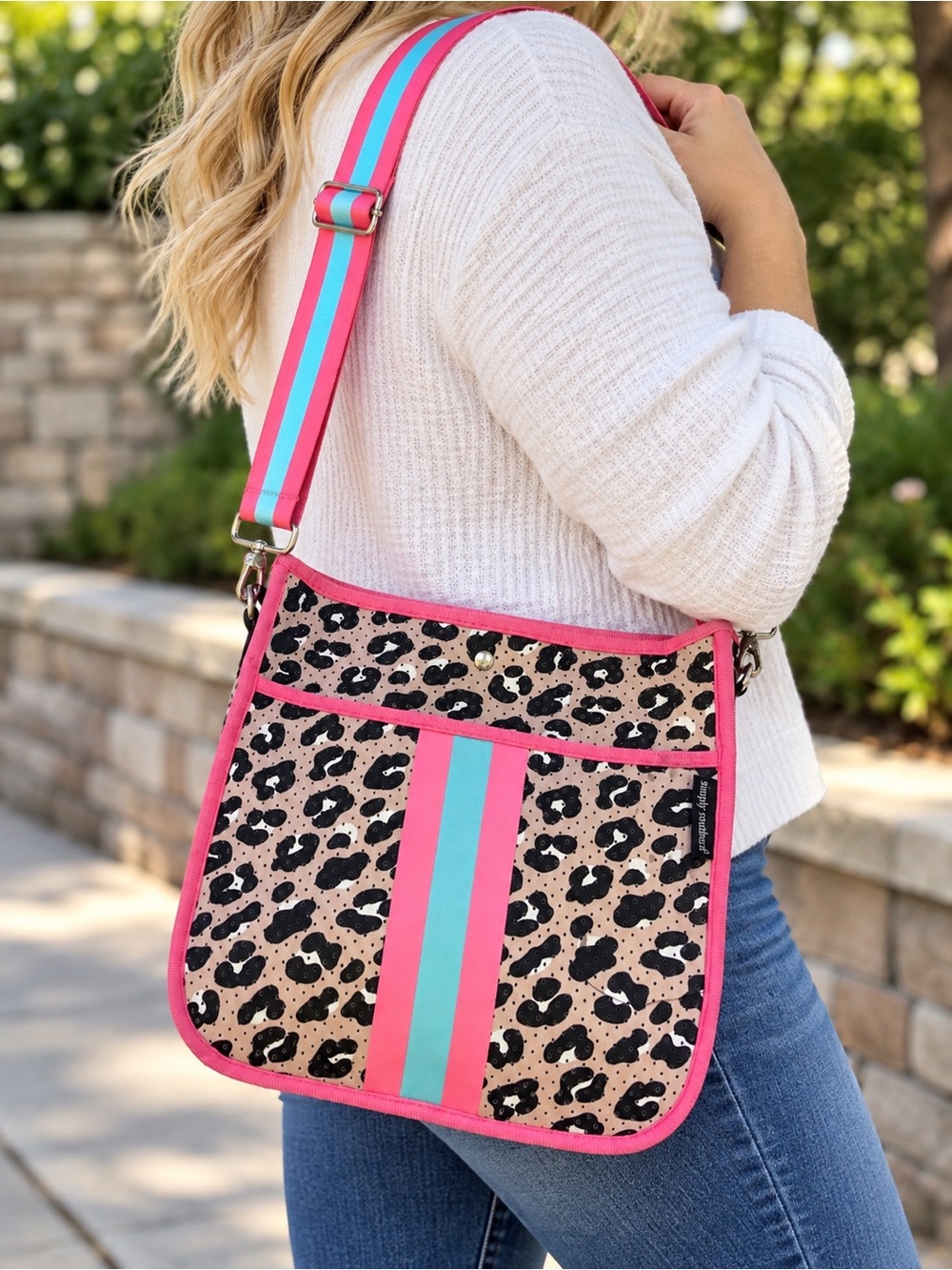 Simply Southern Leopard Print Crossbody Bag – Pink & Turquoise
